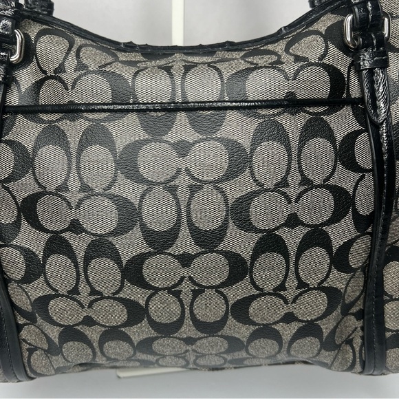 Coach Black/Grey Coated Canvas and Leather Peyton Signature Pocket Tote Purse - Picture 11 of 16